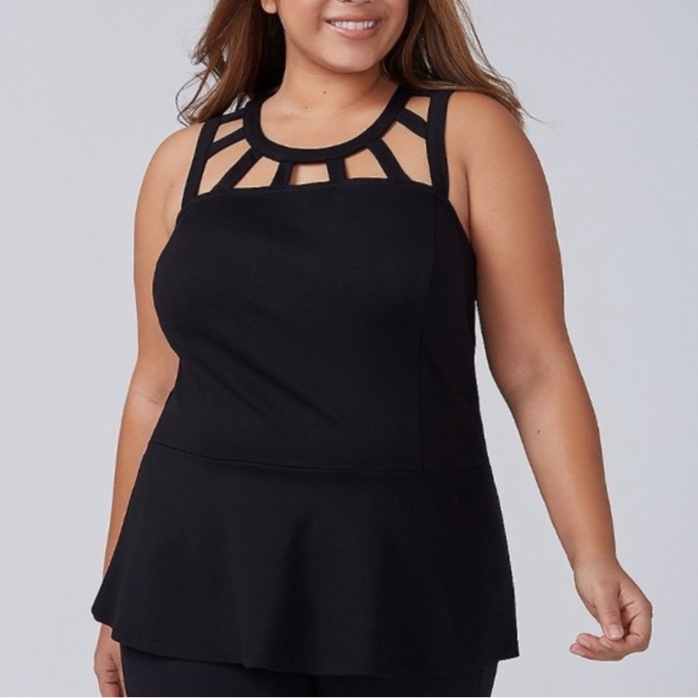 Lane Bryant Cage-top Casual Peplum Top